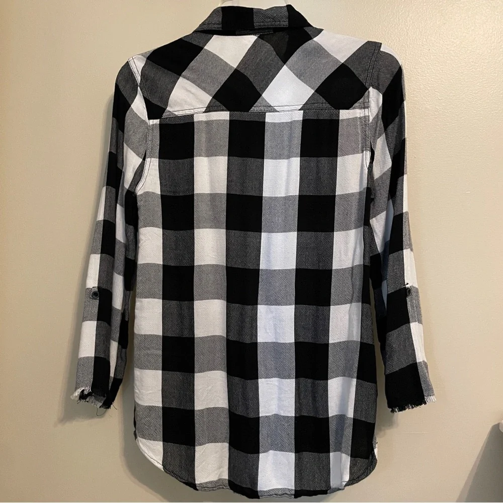Justice Black and White Plaid Button Down Shirt
